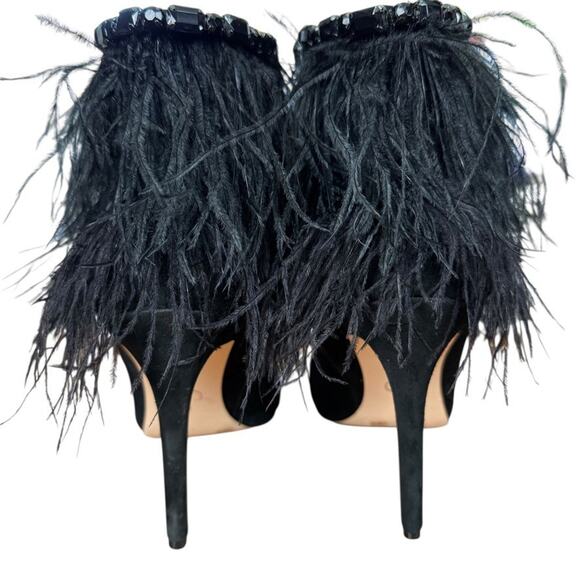 Jessica Simpson Piume Feather Black High Heel Ankle Boots Booties Shoes sz 10 - Picture 11 of 16